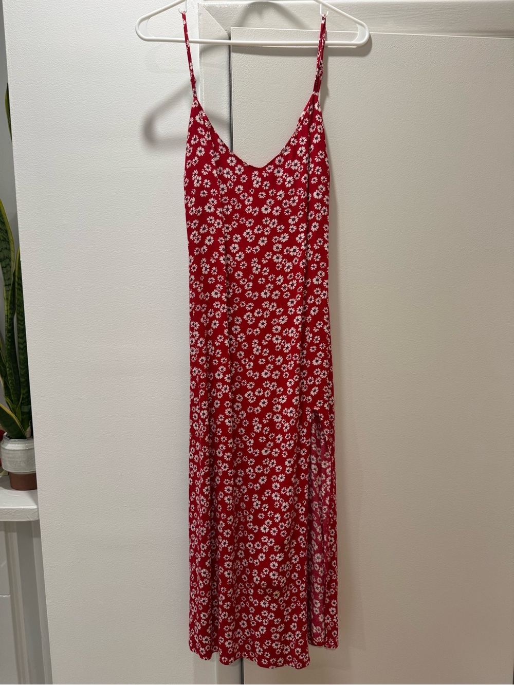 Reformation Red Floral Slip Dress with Spaghetti Straps